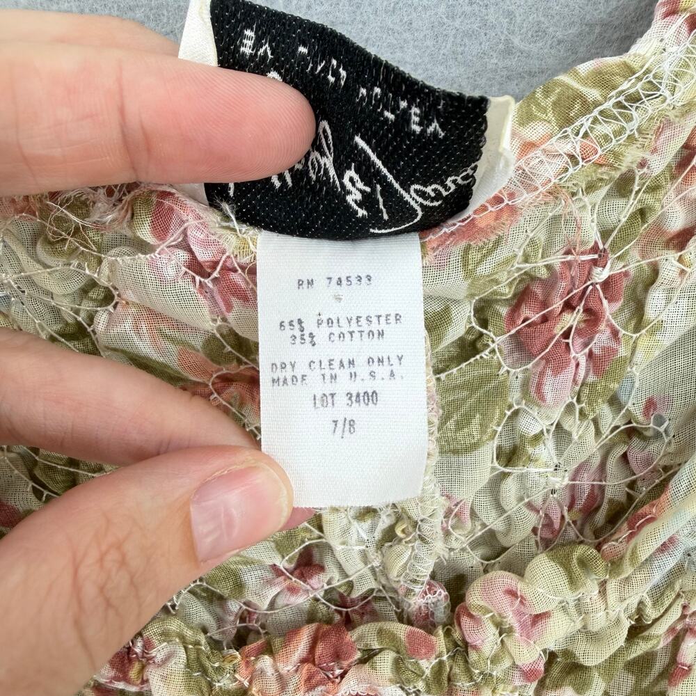 Vintage Jeffrey & Dara Cream Floral Smocked Cottagecore Romantic Maxi Dress - Picture 12 of 12